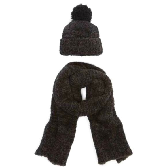 Barefoot Dreams CozyChic‎ Pom Pom Beanie & Scarf Set Espresso Cocoa NWT Barefoot Dreams gift set Cozychic Pom Pom beanie and scarf  main image 4
